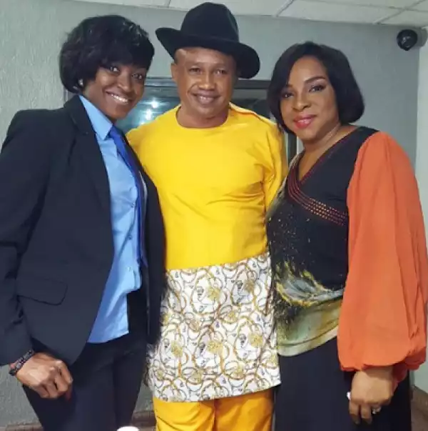 Photos of actors, Liz Benson, Kate Henshaw and Paul Obazele on set of a new movie